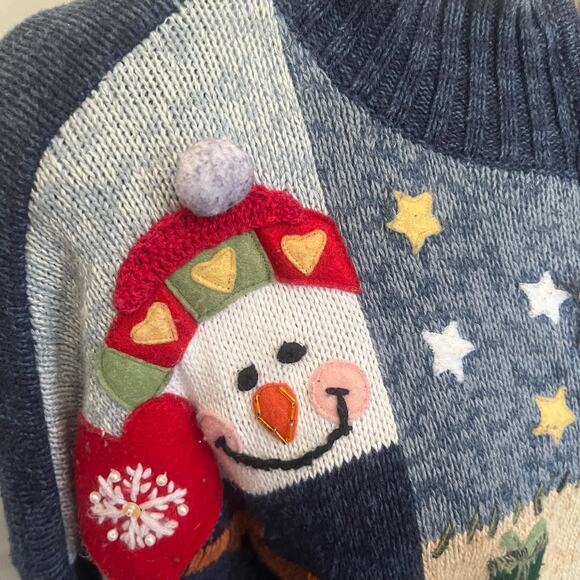 Heirloom Collectibles Christmas Y2K Zip Sweater Sz XL Snowman Ugly Christmas - Picture 2 of 16